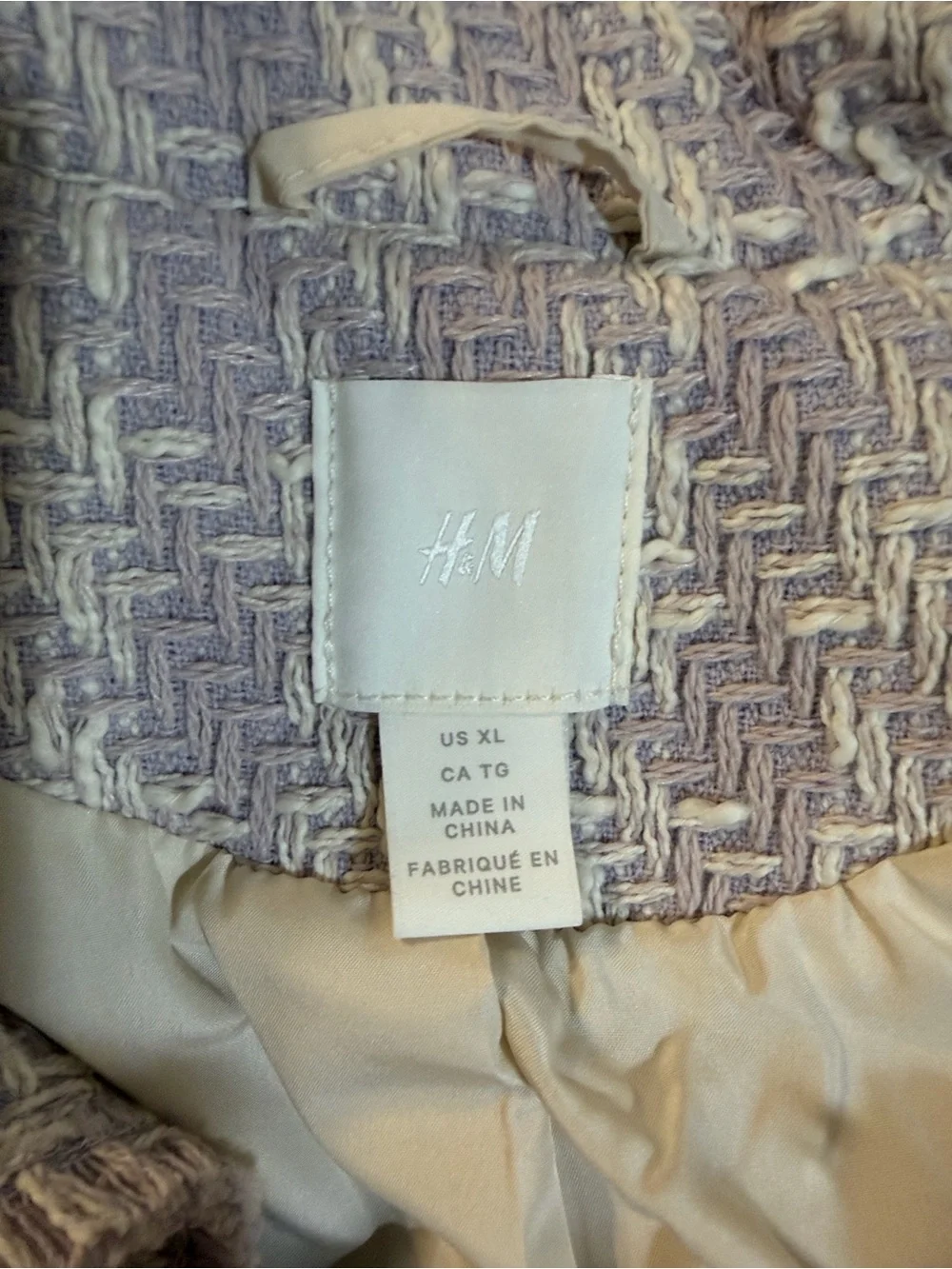 H&M Jacket Mauve Bouclé Fringe Button Front Collared Coatigan - Picture 8 of 14